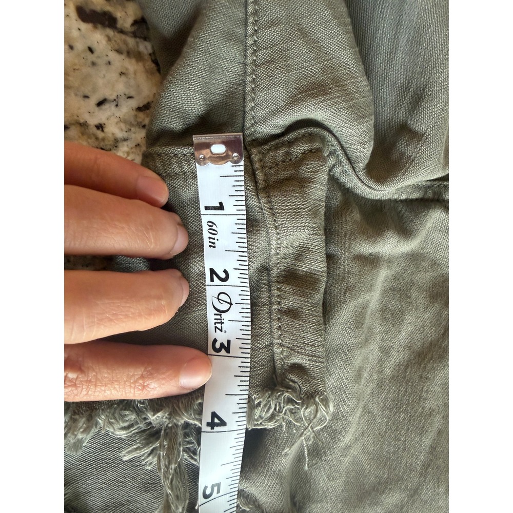 American Eagle Distressed High Waisted Shorts Olive Green Cotton Size 8 - Picture 5 of 6